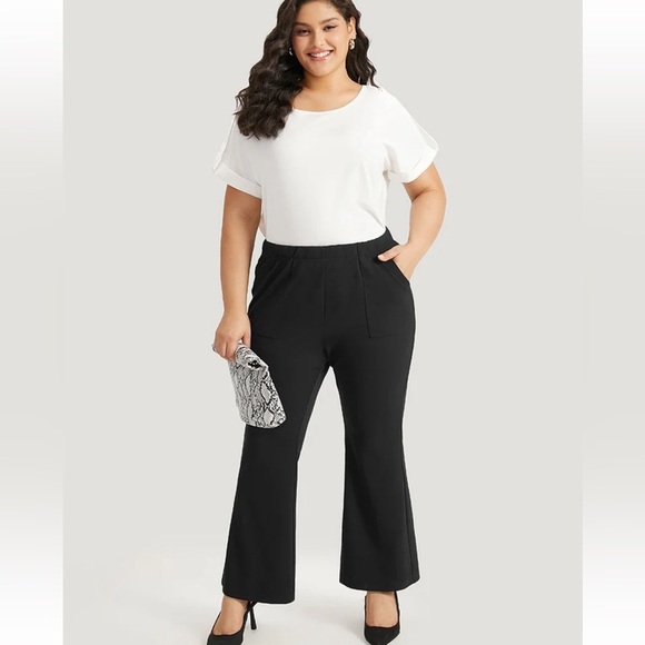 BloomChic Plus Size 3XL Solid Pocket Flare Leg Elastic Waist Pants us22-24 - Picture 7 of 8